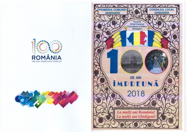1918-2018 Sărbătorim împreună! La mulți ani, România! La mulți ani, Ghidigeni!