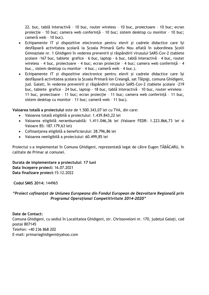 Comunicat de presă Programul Operațional Competitivitate „Competitivi împreună” 