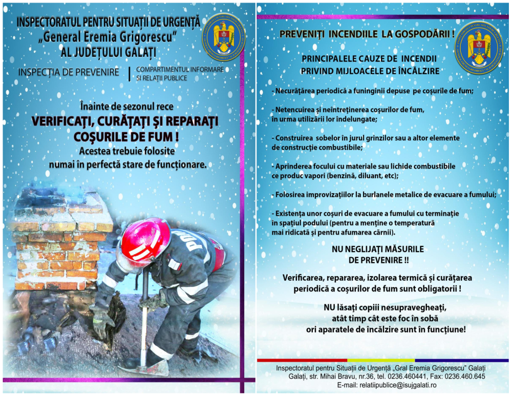 Verificați, curățați și reparați coșurile de fum