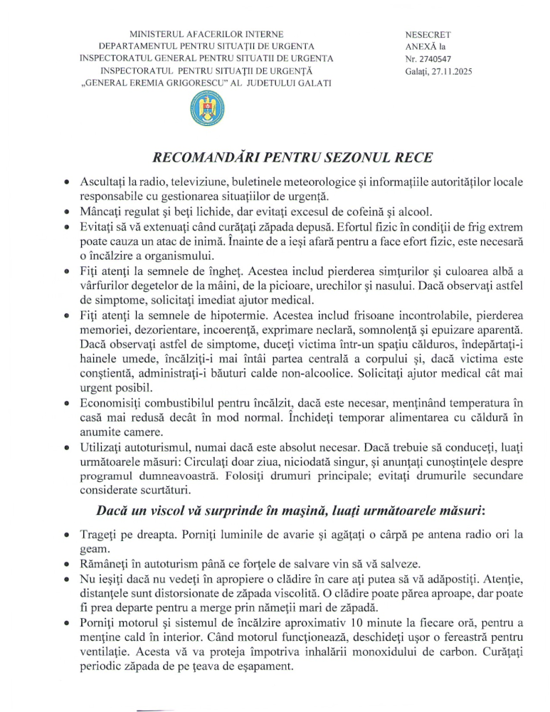 Plan general de măsuri al M.A.I. pentru creșterea gradului de siguranță a cetățeanului pe timpul sezonului rece și în contextul sărbătorilor de iarnă 2025-2026 - anexă (1)