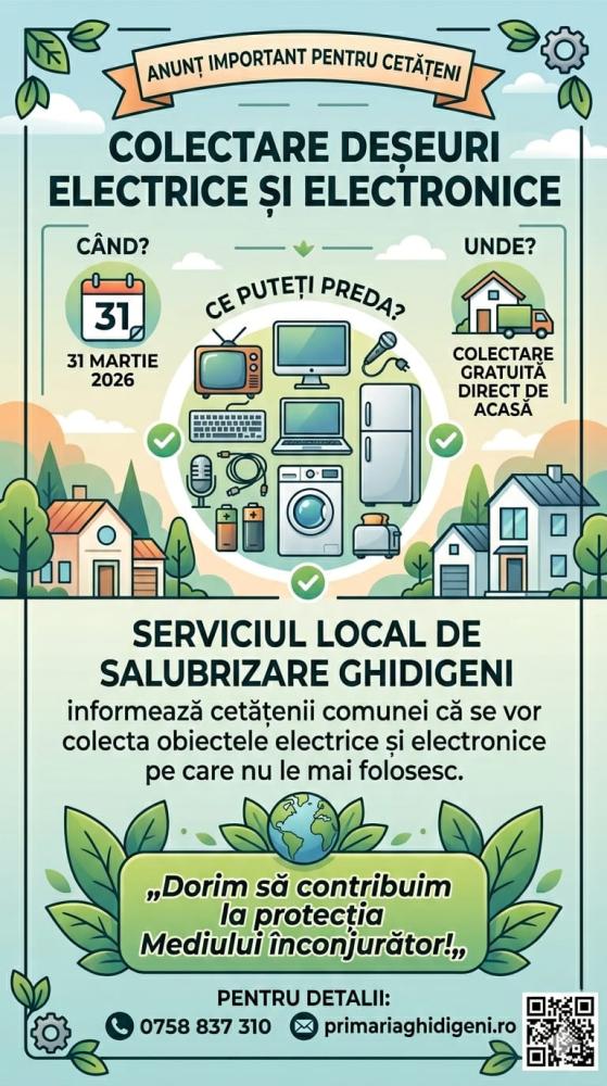 Colectare deșeuri electrice și electronice - 31 martie 2026