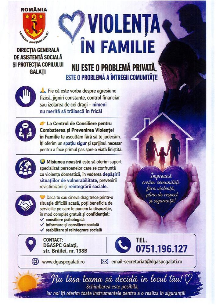 Violența în familie nu este o problemă privată, este o problemă a întregii comunități!