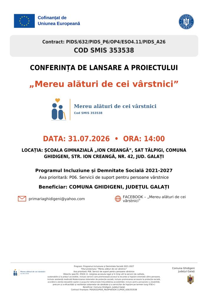 Lansare proiect „Mereu alături de cei vârstnici