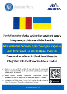 Dreptul la muncă pentru cetățenii ucraineni, servicii gratuite oferite de Agenția Națională pentru Ocuparea Forței de Muncă (ANOFM)